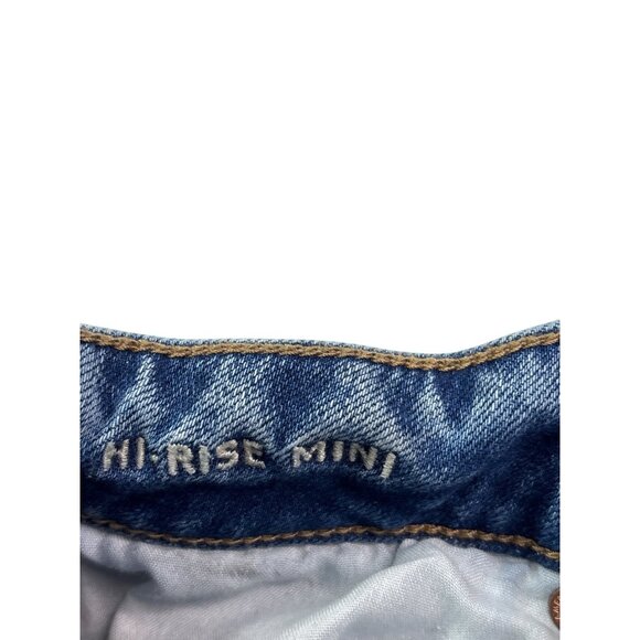 American Eagle Outfitters Hi-Rise Mini Denim Skirt Super Stretch Distressed 0 - Picture 4 of 5